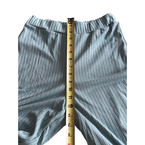 Lulus XS Green Ribbed Wide-Leg Lounge Pants Stretchy Elastic Waist Textured NWT - Picture 8 of 13